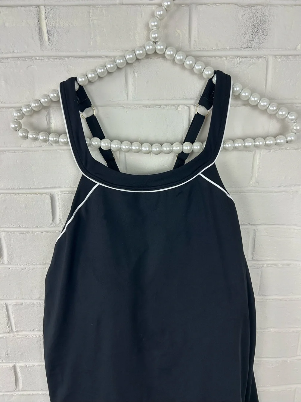 NWT Lands’ End Petite High Neck Swim Dress Swimsuit Size 12P FLAW
